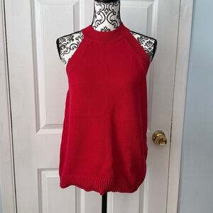 LOFT Red Sleeveless Knit Halter Top